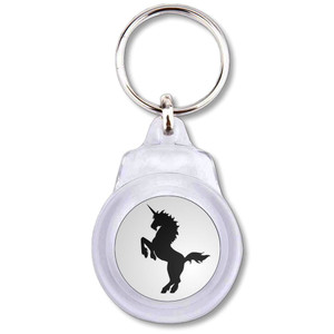 Unicorn Silhouette - Round Plastic Key Ring Unicorn Silhouette - Round Plastic Key Ring