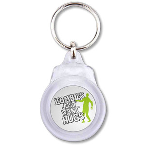 Zombies Just Want Hugs - Round Plastic Key Ring Zombies Just Want Hugs - Round Plastic Key Ring