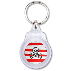 Jolly Roger Stripey - Round Plastic Key Ring Jolly Roger Stripey - Round Plastic Key Ring