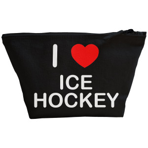 I Love Ice Hockey - Black Make Up Bag