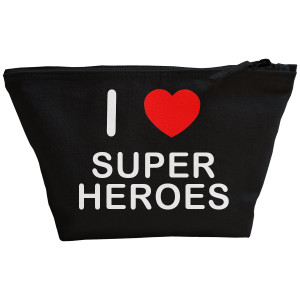 I Love Super Heroes - Black Make Up Bag