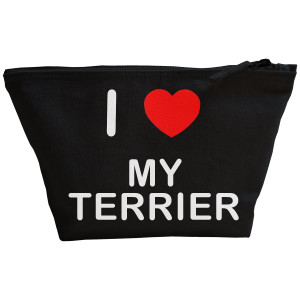 I Love My Terrier - Black Make Up Bag