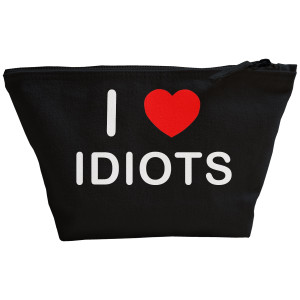 I Love Idiots - Black Make Up Bag