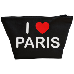 I Love Paris - Black Make Up Bag
