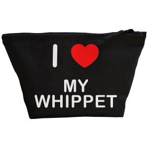 I Love My Whippet - Black Make Up Bag
