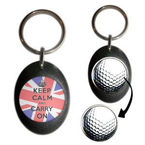 UK Keep Calm and Carry On - Golf Ball Marker Key Ring