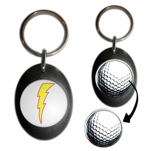 Lightning Bolt White - Golf Ball Marker Key Ring