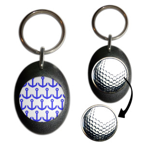 Anchor Blue Pattern - Golf Ball Marker Key Ring Anchor Blue Pattern - Golf Ball Marker Key Ring