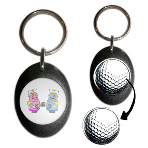 White Robot Couple - Golf Ball Marker Key Ring