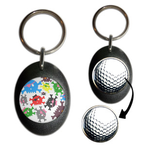 Skull Bow Pattern 3 - Golf Ball Marker Key Ring