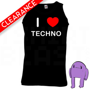 I Love Heart Techno - Large Black Vest (Clearance)