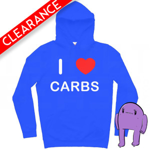 I Love Carbs - Extra Large Blue Hoodie (Clearance) I Love Carbs - Extra Large Blue Hoodie (Clearance)