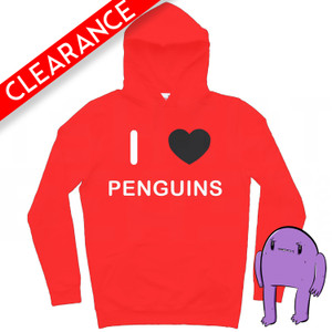 I Love Penguins - Small Red Hoodie (Clearance)