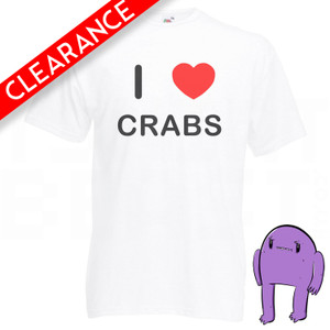 I Love Crabs - Medium White T Shirt (Clearance) I Love Crabs - Medium White T Shirt (Clearance)