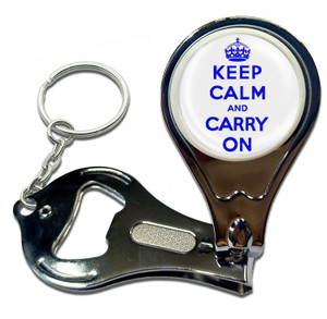 White Blue Keep Calm and Carry On - Nail Clipper Bottle Opener White Blue Keep Calm and Carry On - Nail Clipper Bottle Opener