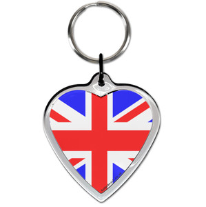 Union Jack UK Flag Small Heart Shaped Key Ring