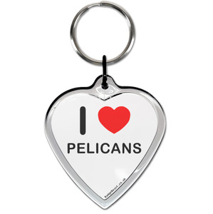 I Love Pelicans Small Heart Shaped Key Ring