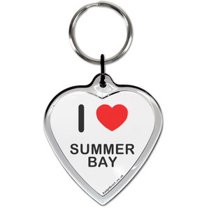 I Love Summer Bay Small Heart Shaped Key Ring