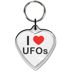 I Love Ufos Small Heart Shaped Key Ring