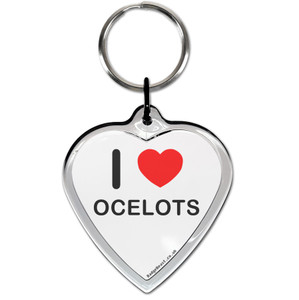 I Love Ocelots Small Heart Shaped Key Ring