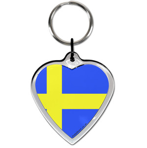 Sweden Flag Small Heart Shaped Key Ring
