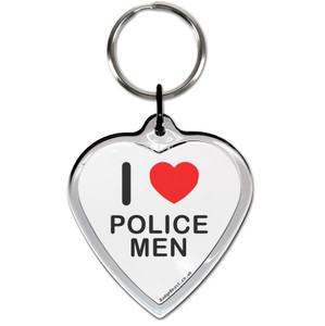 I Love Police Men Small Heart Shaped Key Ring I Love Police Men Small Heart Shaped Key Ring