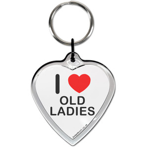 I Love Old Ladies Small Heart Shaped Key Ring