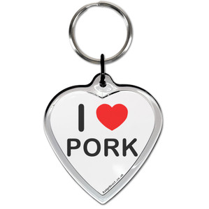 I Love Pork Small Heart Shaped Key Ring I Love Pork Small Heart Shaped Key Ring