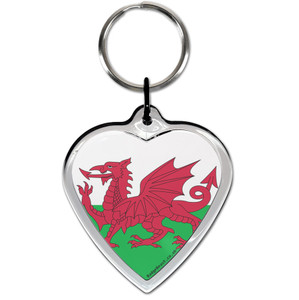 Wales Flag Small Heart Shaped Key Ring