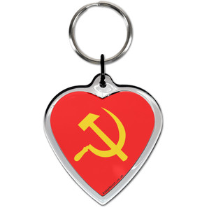 Soviet Union Flag Small Heart Shaped Key Ring Soviet Union Flag Small Heart Shaped Key Ring