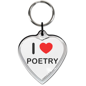 I Love Poetry Small Heart Shaped Key Ring