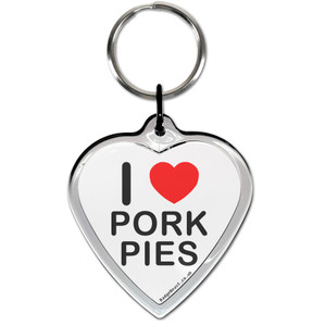 I Love Pork Pies Small Heart Shaped Key Ring