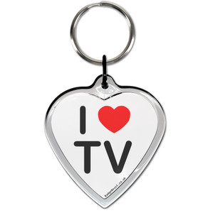I love TV Small Heart Shaped Key Ring I love TV Small Heart Shaped Key Ring