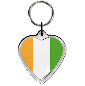 Ivory Coast Flag Small Heart Shaped Key Ring