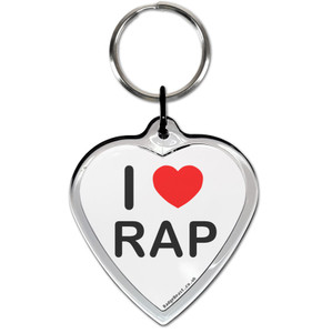 I love Rap Small Heart Shaped Key Ring I love Rap Small Heart Shaped Key Ring