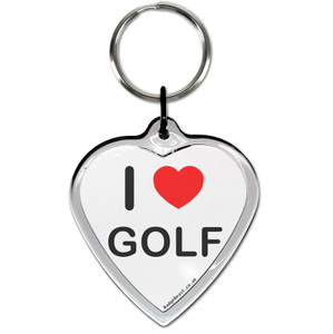 I Love Golf Small Heart Shaped Key Ring