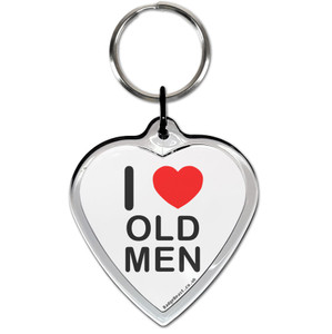 I Love Old Men Small Heart Shaped Key Ring I Love Old Men Small Heart Shaped Key Ring