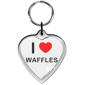 I Love Waffles Small Heart Shaped Key Ring