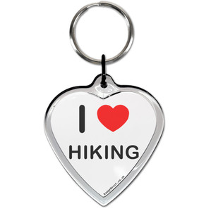 I Love Hiking Small Heart Shaped Key Ring