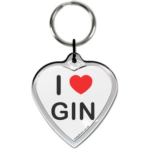 I Love Gin Small Heart Shaped Key Ring