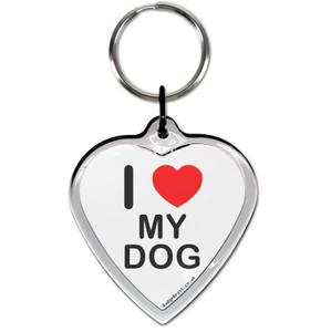 I Love My Dog Small Heart Shaped Key Ring