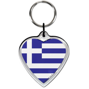 Greece Flag Small Heart Shaped Key Ring Greece Flag Small Heart Shaped Key Ring