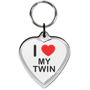 I Love My Twin Small Heart Shaped Key Ring