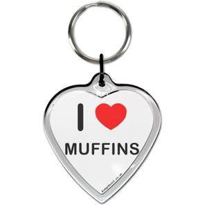 I Love Muffins Small Heart Shaped Key Ring