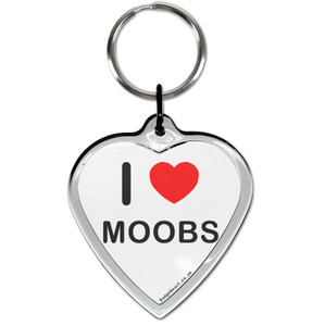 I Love Moobs Small Heart Shaped Key Ring