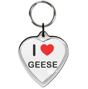 I Love Geese Small Heart Shaped Key Ring