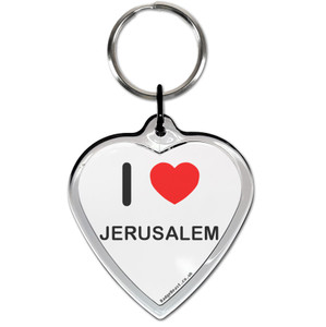 I Love Jerusalem Small Heart Shaped Key Ring