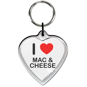 I Love Mac N Cheese Small Heart Shaped Key Ring