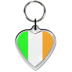 Ireland Flag Small Heart Shaped Key Ring Ireland Flag Small Heart Shaped Key Ring