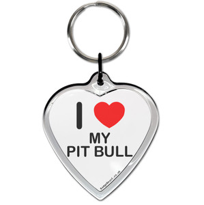 I Love My Pit Bull Small Heart Shaped Key Ring
